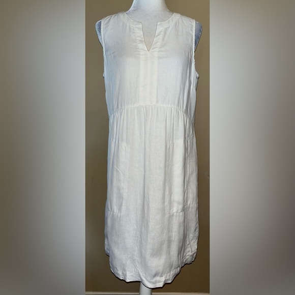 J. Jill Love Linen Sleeveless Shift Dress in white | size Small - Picture 1 of 9